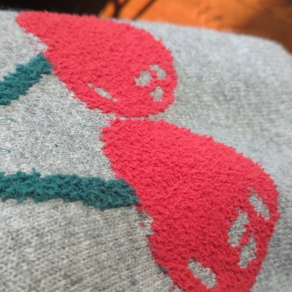 Luna Ivy Gray Cherry Girl Soft Novelty Whimsical Sweater Sz XS - Picture 4 of 9